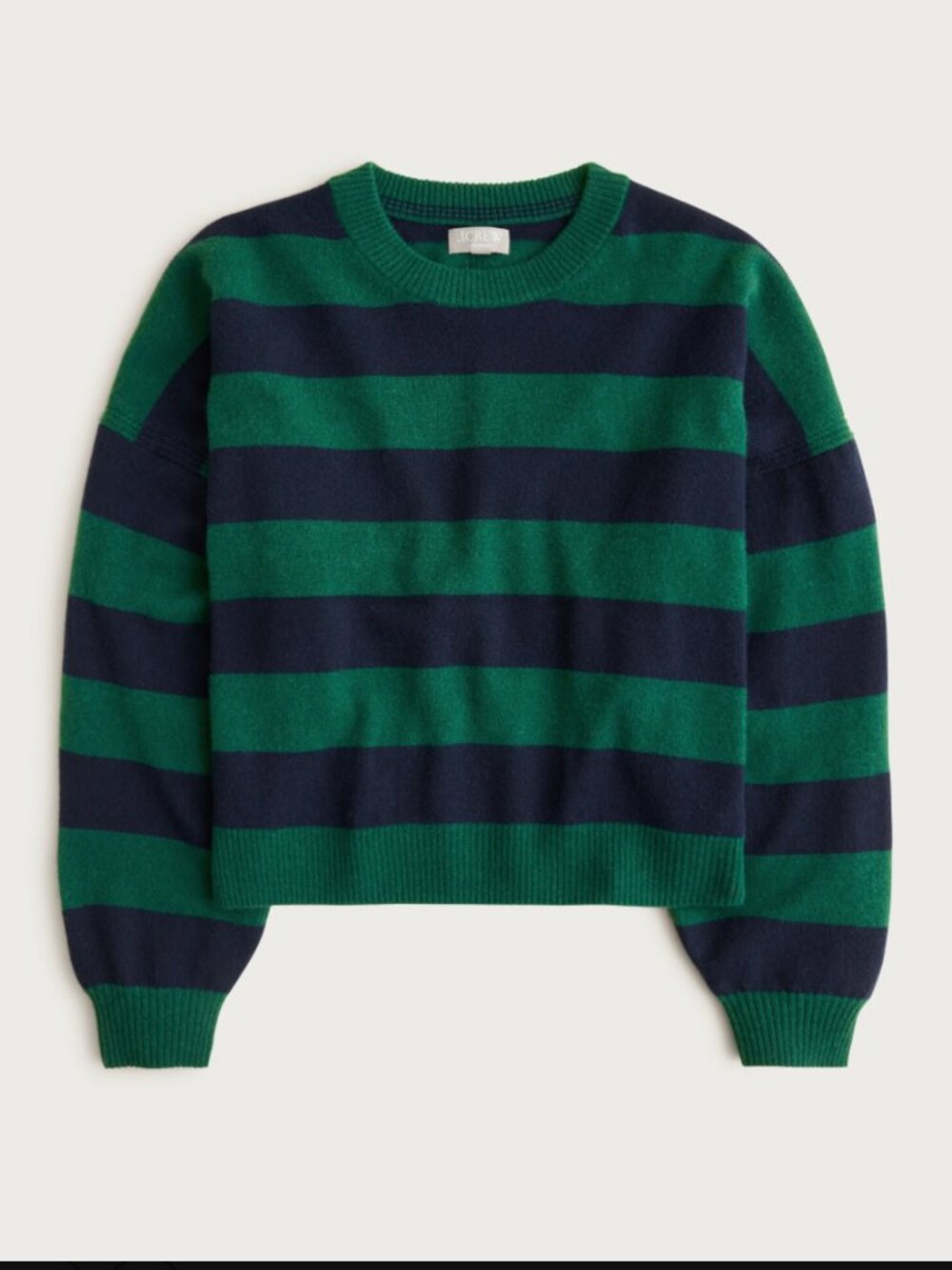 NWOT J.Crew Cashmere blouson-sleeve sweater in stripe, sz S